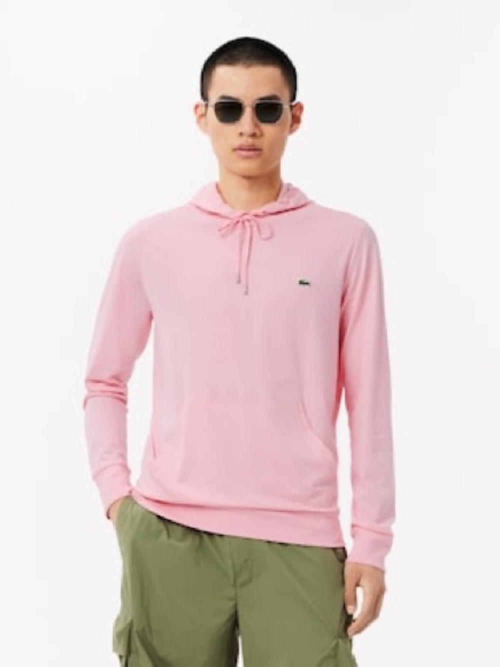 Lacoste Hoodie Mens M Pink Pullover Hooded Sweatshirt Crocodile Logo